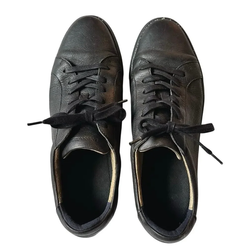 Banana Republic Leather Sneakers Minimalist Black Speckled Sole 10.5 Gorpcore